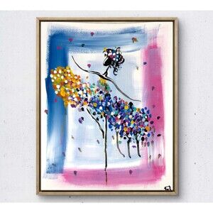 WS original dancing woman painting 14X11 Gallery Paper colorful modern art